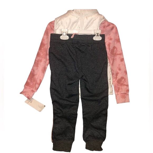 KIDS Size S “Layer 8 Girls” 3 Piece Quilted Jacket Pink Shirt Grey Sweat… - Picture 2 of 5